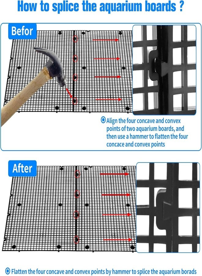 Weramics 4pcs Plastic Egg Crate Grip Fish Tank Filter Bottom Isolation Board Egg Crate Tray Panel Fish Tank Divider with 24pcs Aquarium Board Support Kits - Image 3